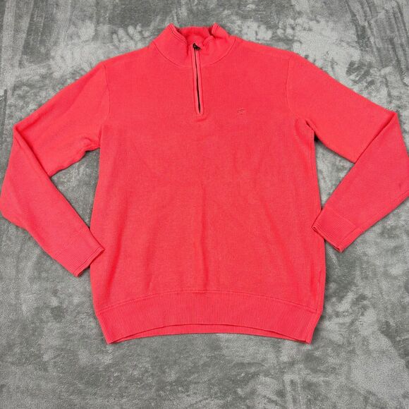 Southern Tide Size M Mens Waffle Knit 1/4 Zip Pullover Peach Sweater - Picture 2 of 9